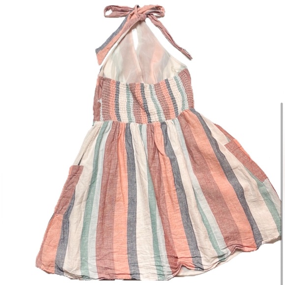 American Eagle Women's Halter Open Back Mini Multiolored Striped Dress - size S - Picture 3 of 4